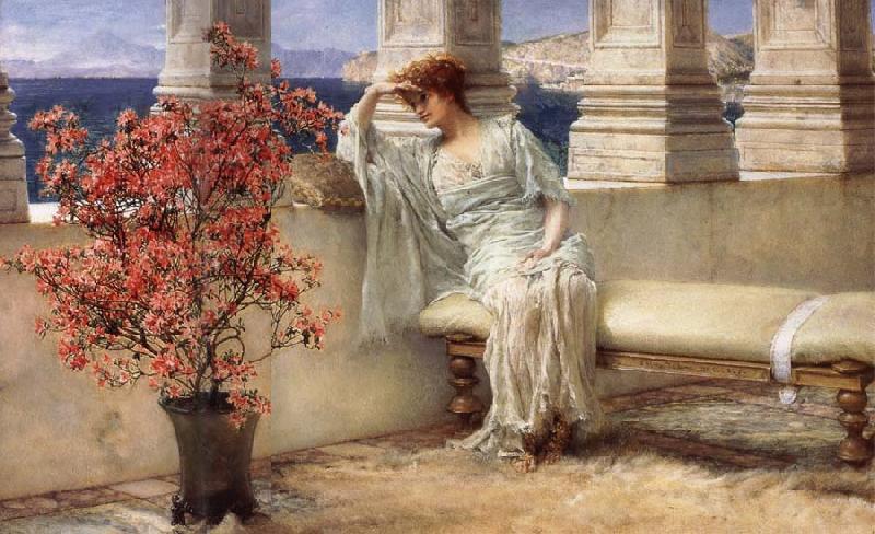 Sir Lawrence Alma-Tadema,OM.RA,RWS Her Eyes are with Her Thoughts and They are Far away oil painting image